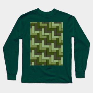 Olive Green Geometric Art Tiles Long Sleeve T-Shirt